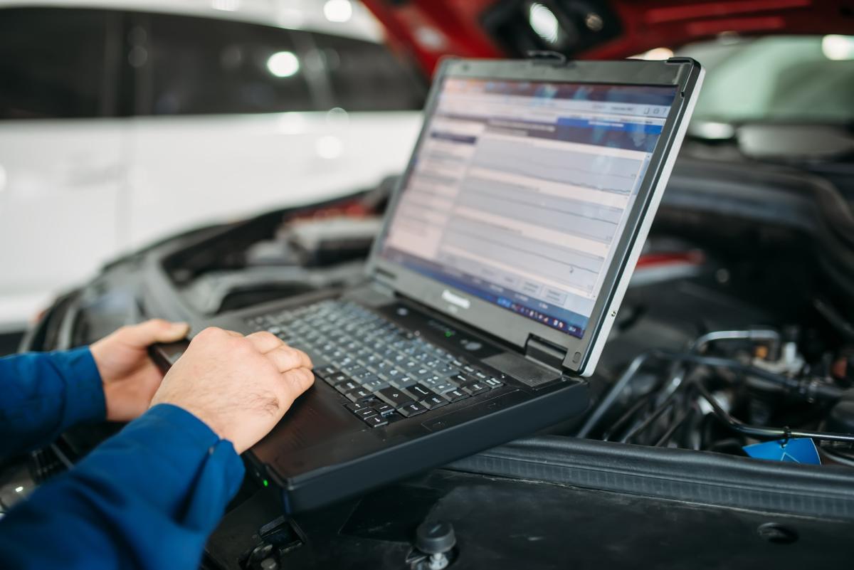Diagnostic equipment connected to a car at All Vehicle Services