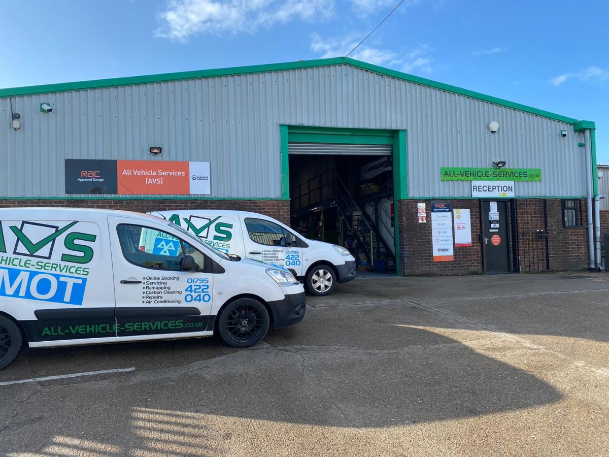 The All Vehicle Services workshop on Castle Road, Sittingbourne