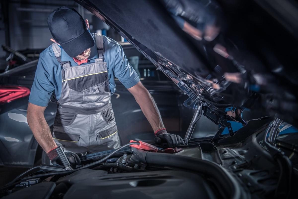 A mechanic at work in the All Vehicle Services workshop in Sittingbourne